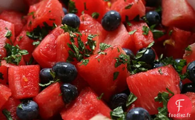 Salade De Pastèque, Myrtille Et Menthe