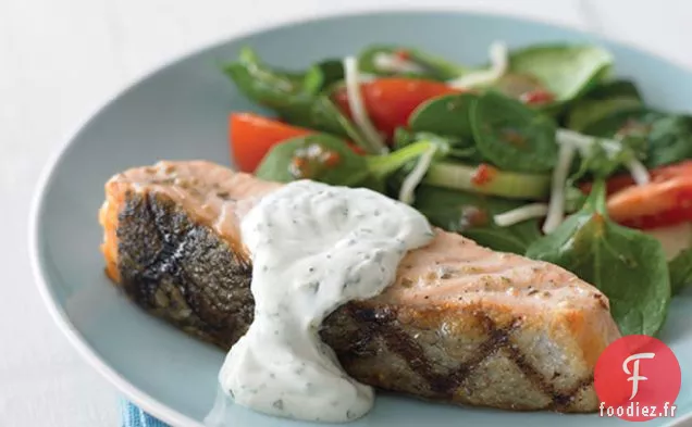 Saumon Grillé à la Sauce aux Herbes