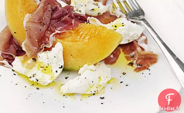 Salade de Mozzarella, Prosciutto et Melon Charentais