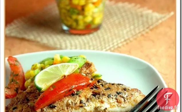 Daurade Noire Épicée Au Sésame Avec Salade Maïs-coriandre
