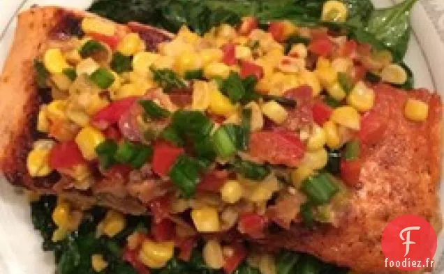Saumon grillé au Bacon et Relish de Maïs