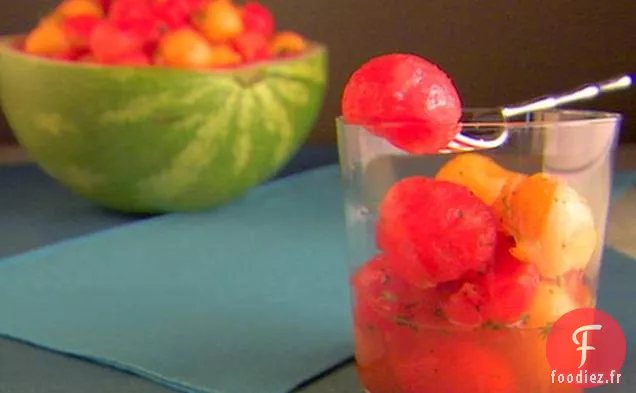 Salade de Melon d'Eau et de Cantaloup avec Vinaigrette à la Menthe