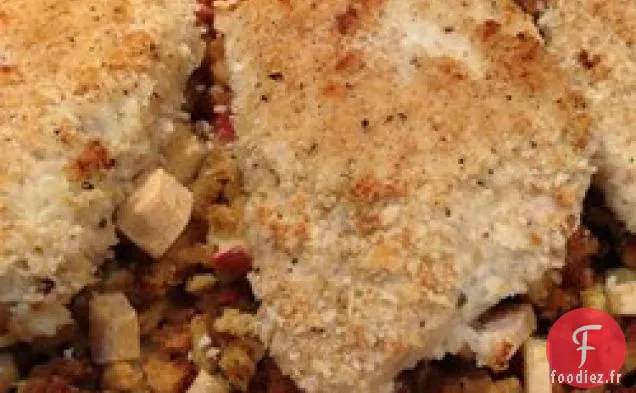 Poulet Cuit au Four avec Farce aux Pommes
