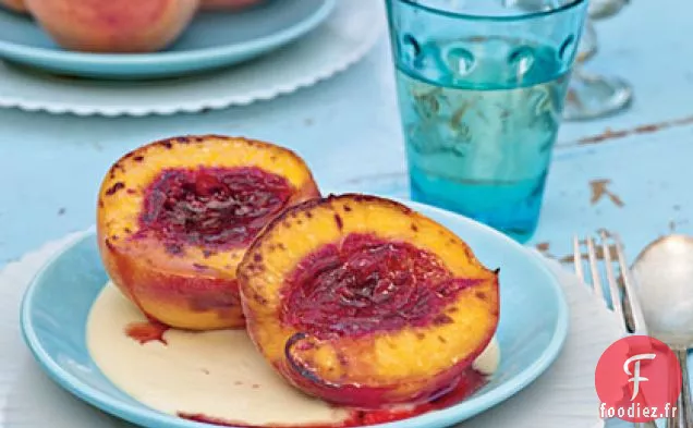 Brûlée de Pêche à la Crème Anglaise au Miel