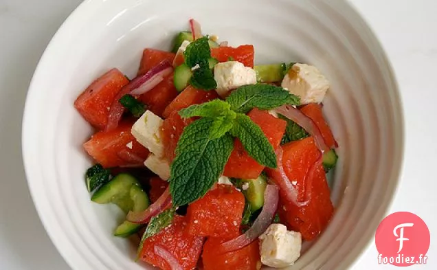 Salade De Feta-pastèque À La Menthe