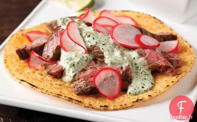 Tostadas de Steak avec Salade de Radis
