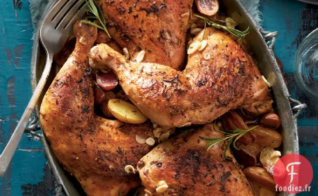 Quartiers de Poulet au Romarin et à l'Ail