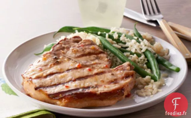 Côtelettes de Porc aux Haricots Verts et Riz