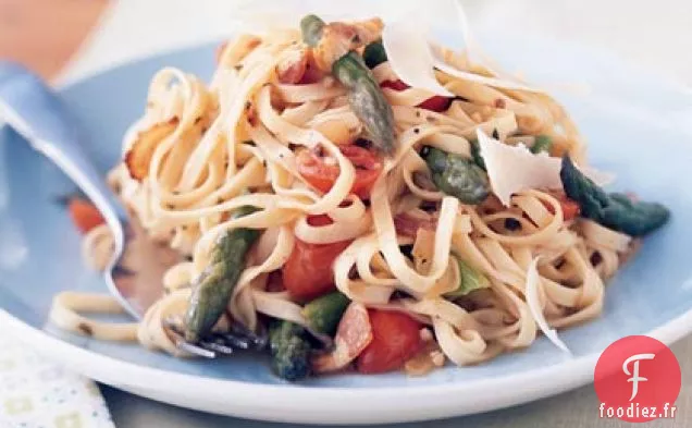 Linguine aux Asperges, au Parmesan et au Bacon