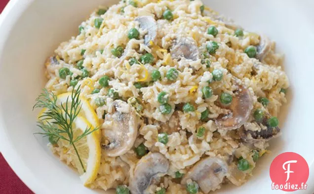 Riz Crémeux aux Petits Pois et Champignons
