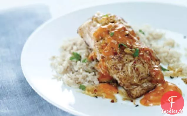 Poisson à la Sauce au Poivron Rouge Rôti