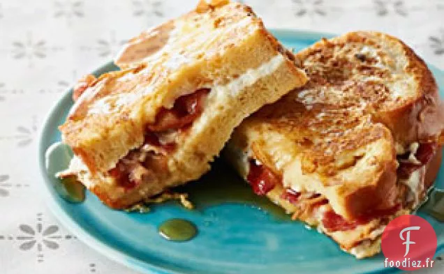 Pain Perdu Farci au Bacon et au Fromage à la Crème
