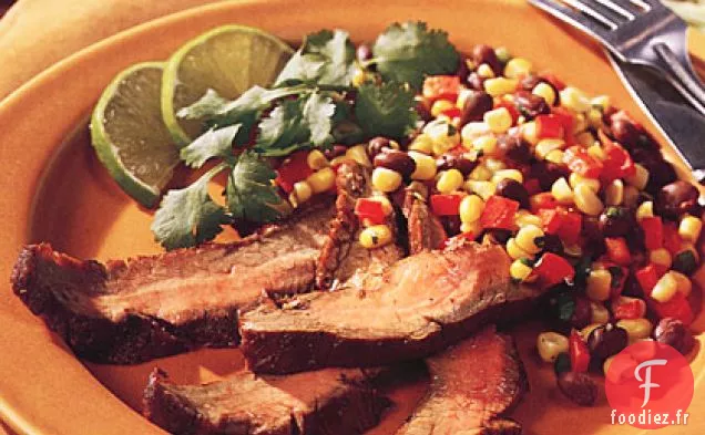 Steak de Flanc Grillé avec Salsa de Maïs