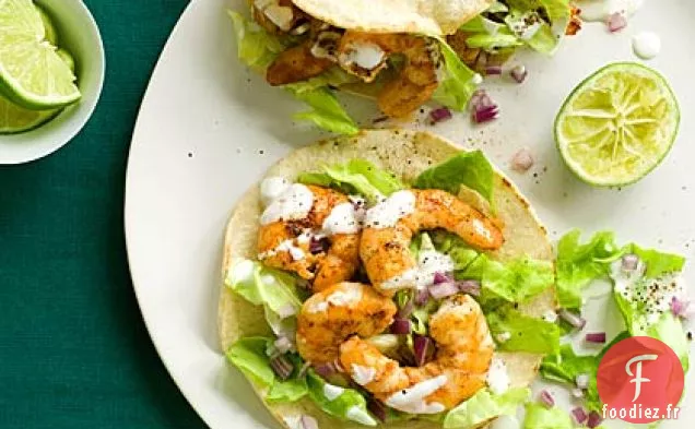 Tacos de Crevettes à la Crème de Citron Vert