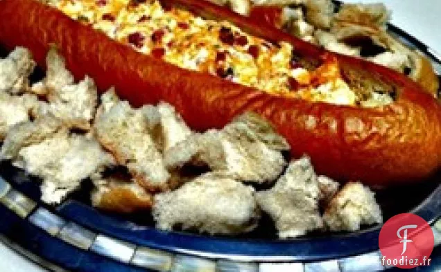 Trempette au Jambon et au fromage dans un bol à pain