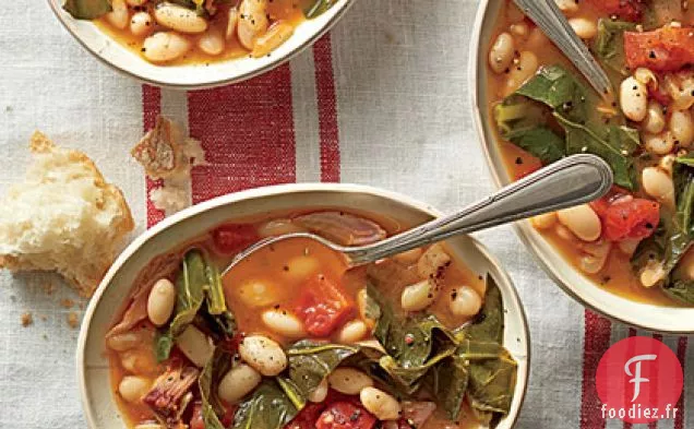 Haricots Braisés au Chou Vert et Jambon