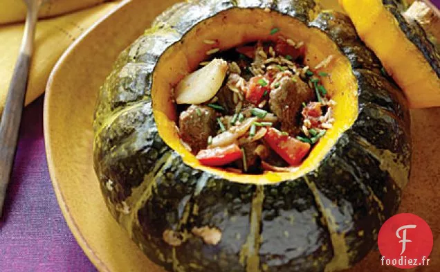 Courge Kabocha Farcie au Ragoût d'Agneau Arabe