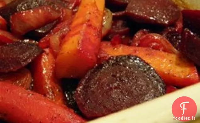 Mélange de Betteraves Violettes, de Carottes et d'Oignons