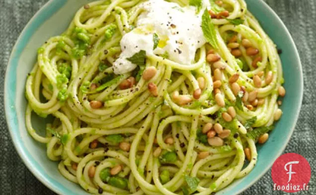Spaghetti à la Ricotta et au Pesto de Pois