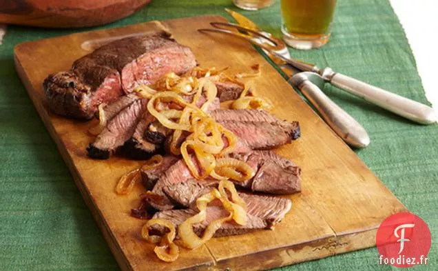 Steak Mariné aux Oignons Caramélisés