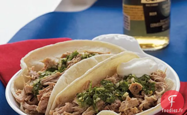 Tacos Carnita à la Longe de Porc à la Mijoteuse avec Sauce Chimichurri