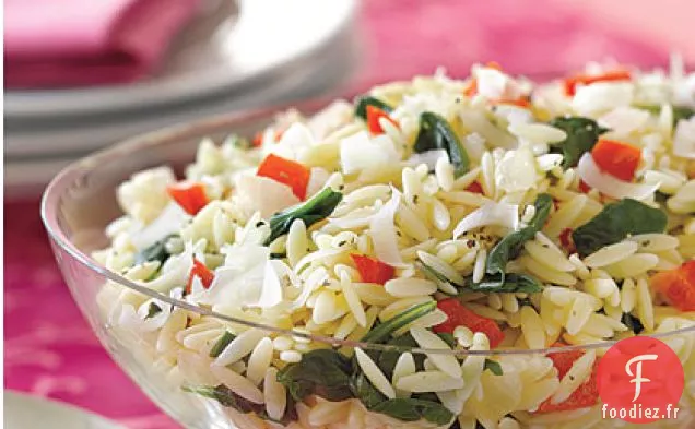 Orzo aux Épinards et Poivrons Rouges