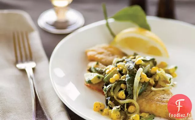 Plie Poêlée avec Relish de Poblano-Maïs