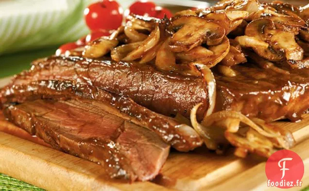 Steak de Style New-Yorkais avec Sauté aux Champignons