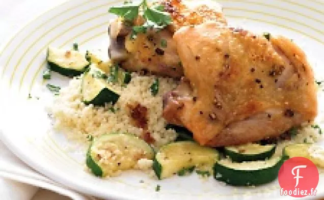 Cuisses De Poulet Rôties Aux Courgettes Et Couscous
