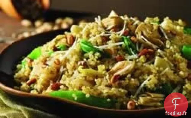 Pilaf de Quinoa aux Artichauts, Poireaux et Petits Pois Sucrés