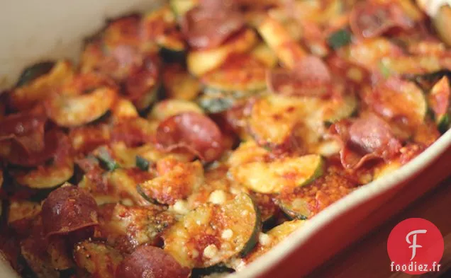 Cuisson de Courgettes Pizza au Pepperoni