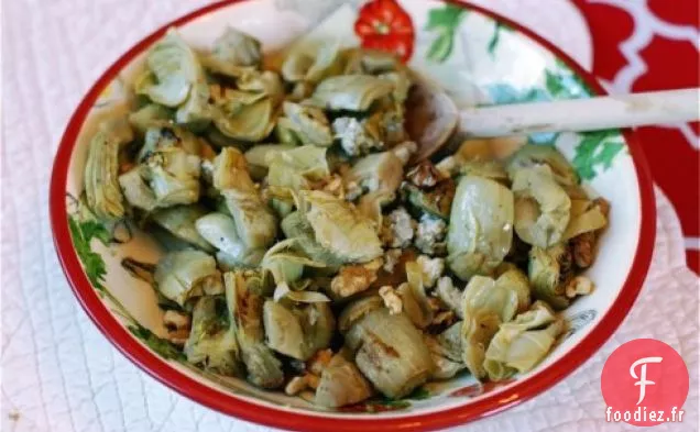Coeurs D'Artichauts Marinés Grillés Au Fromage Bleu Et Noix