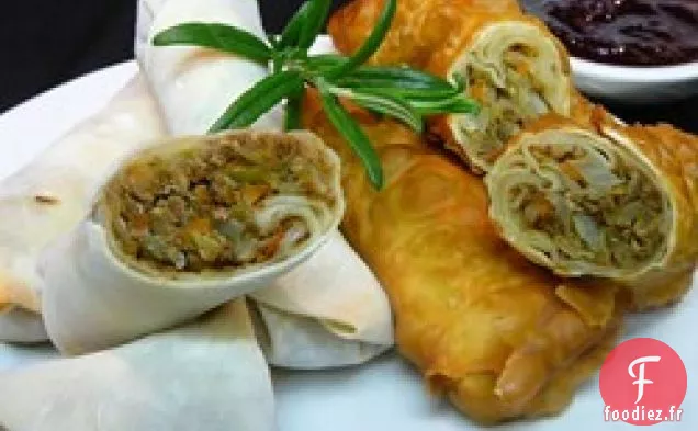 Rouleaux de Printemps de Dinde avec Trempette Aigre-Douce aux Canneberges