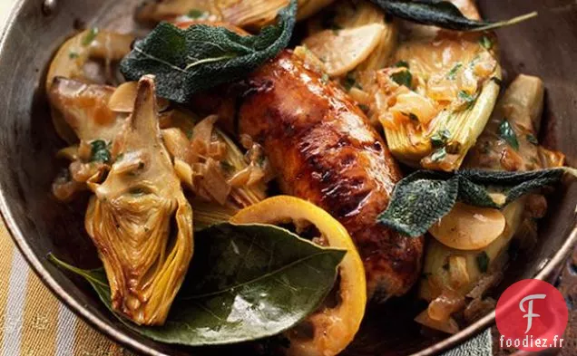 Artichauts À La Saucisse De Porc, Citron Et Sauge