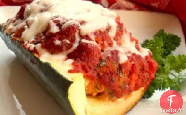 Pain de Viande Italien dans des Bateaux de Courgettes