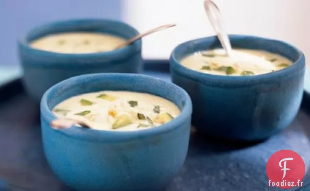 Bisque de Maïs Réfrigérée au Basilic, Avocat et Crabe
