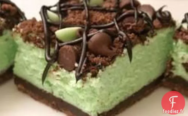 Barres de Gâteau au Fromage au Chocolat et à la Menthe St. Patrick's