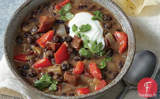 Soupe de Haricots Noirs au Chorizo et Citron Vert