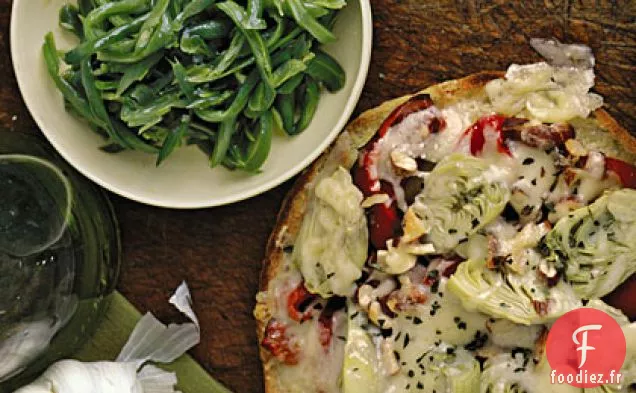 Pizzas aux Artichauts avec Salade de Haricots Verts Citronnés