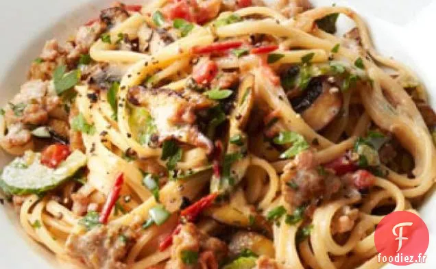 Linguine à la Saucisse et aux Champignons