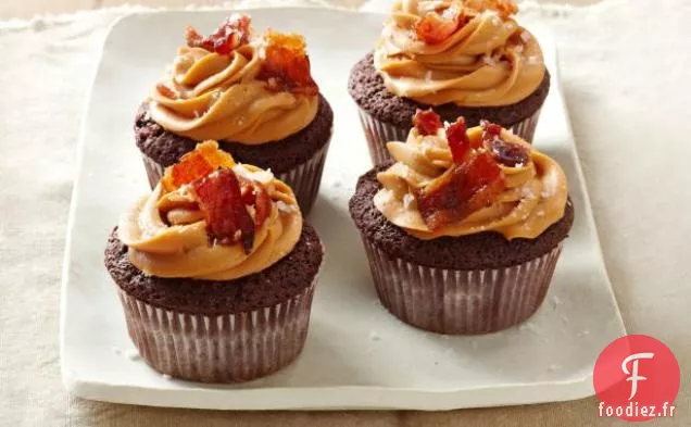 Cupcakes au Chocolat et au Bacon avec glaçage au Dulce De Leche