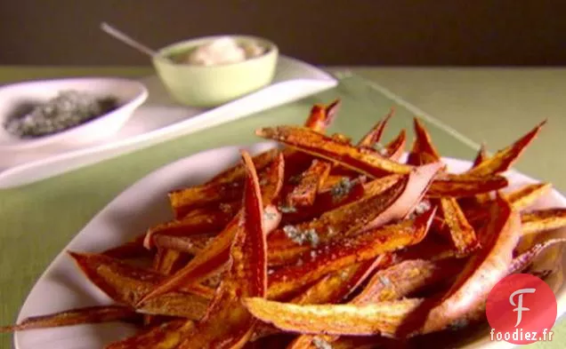 Frites de Patates Douces au Sel de Basilic et Mayonnaise à l'Ail