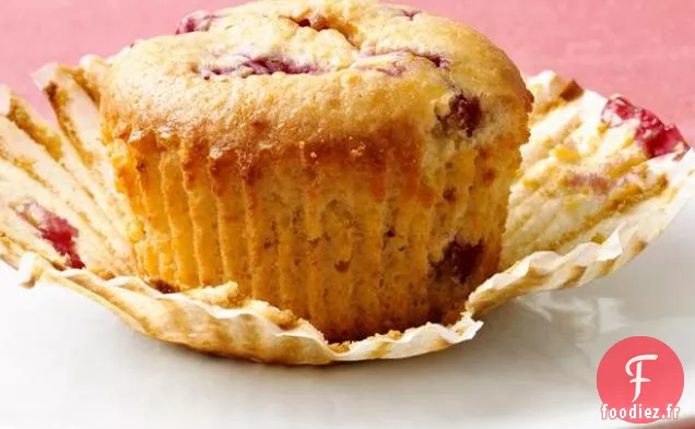 Muffins à la Framboise et au Maïs Faibles en Gras