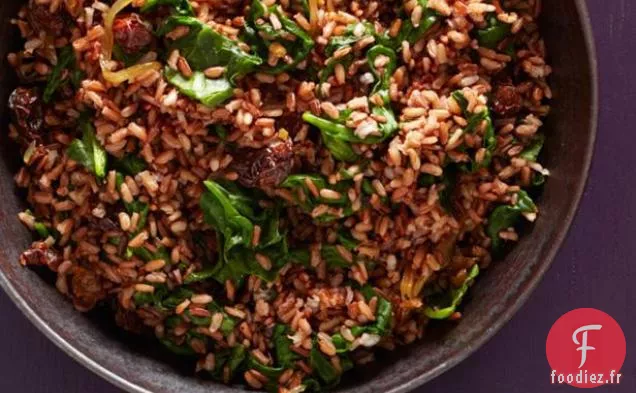 Riz Rouge aux Épinards et Cerises Séchées