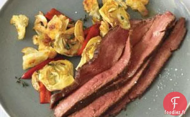 Steak D'Artichaut Et Sauté Aux Poivrons Cerises