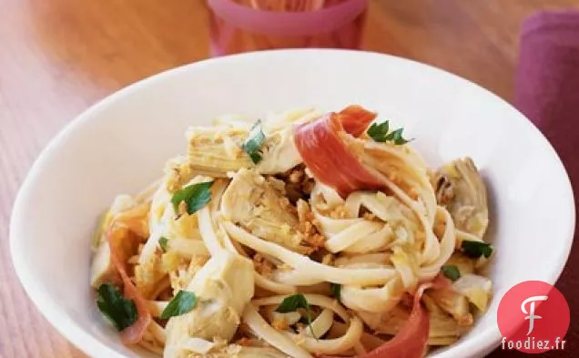 Linguine aux Artichauts Caramélisés et Prosciutto