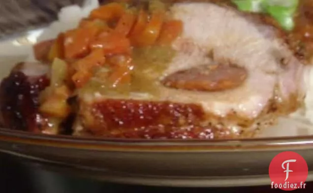 Rôti de Longe de Porc Farcie à l'Andouille avec Sauce à la Poêle