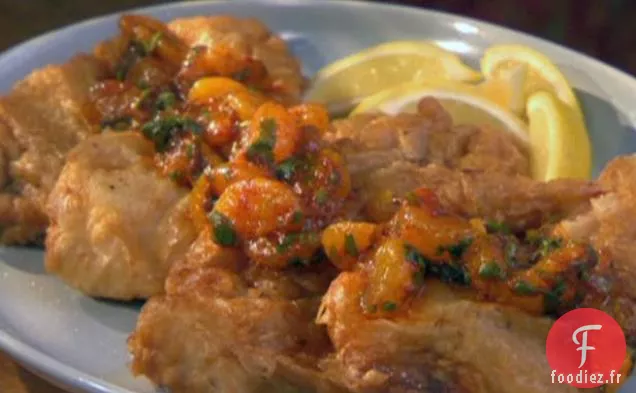 Tilapia Pané à la Bière avec Sauce à la Mandarine Rouge du Chili