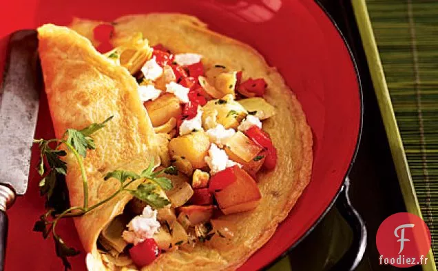 Omelette aux Artichauts, Fromage de Chèvre et Pommes de Terre