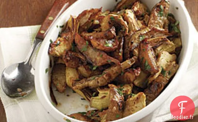 Sunchokes Rôtis À La Poêle Et Cœurs D'Artichauts Au Beurre Aux Herbes Citronnées